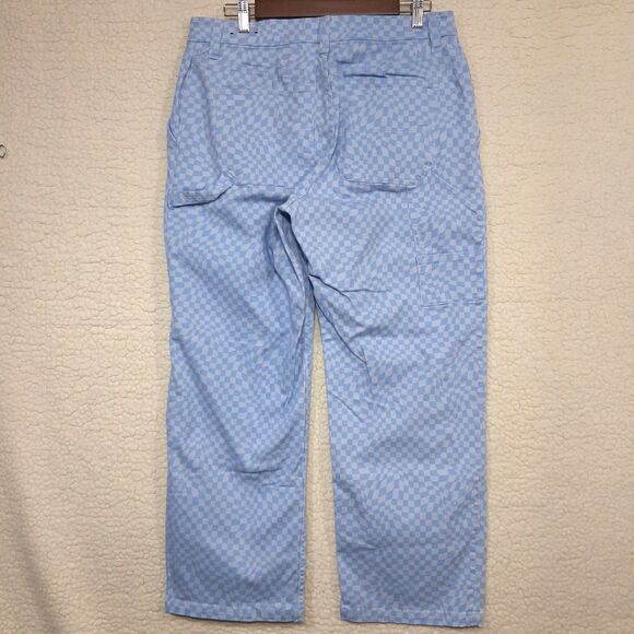 Hollister Pants Womens 13S Blue Checkered High-Rise Dad Pants Cargo Pockets - Picture 4 of 16